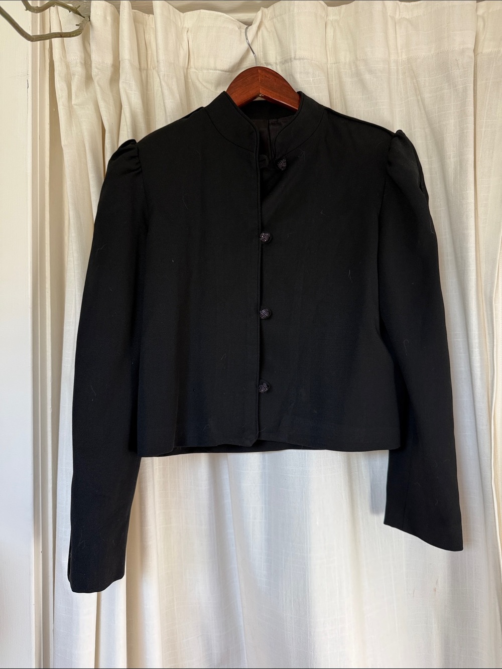 Saint Tropez West Black Cropped Mandarin Collar Blazer